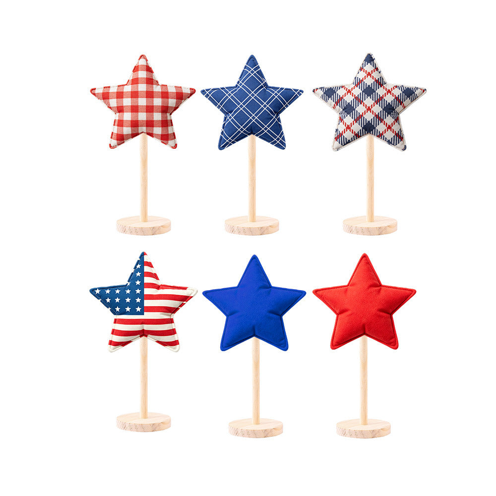 Unisex decorative fabric stars on wooden stand table decoration Bowlift