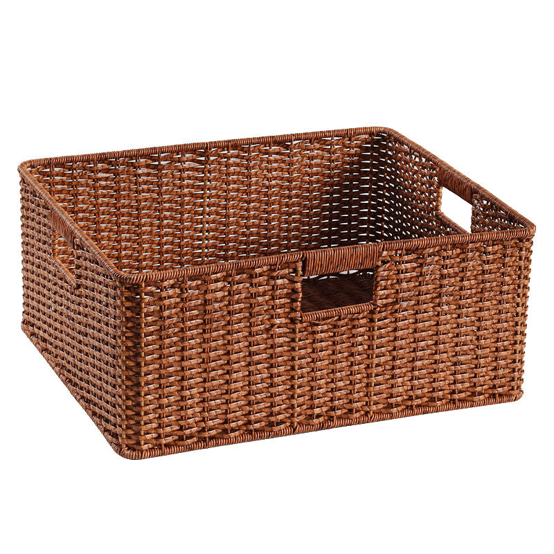 Large Woven Storage Bin with Ergonomic Cutout Handles Bowlift