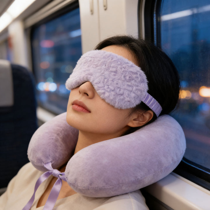 Women's luxury sleep mask with voluminous faux fur cover and softly padded eye area Bowlift