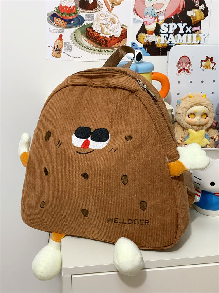 Cute Cookie-Shaped Plush School Backpack Bowlift