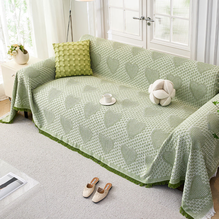 Cozy Heart Pattern Sofa Throw Blanket