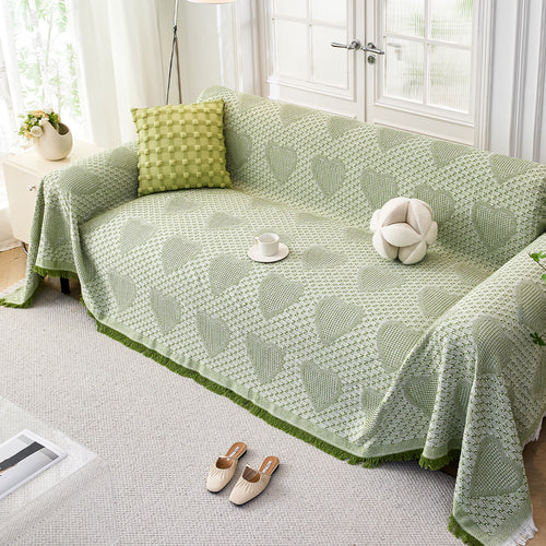 Cozy Heart Pattern Sofa Throw Blanket