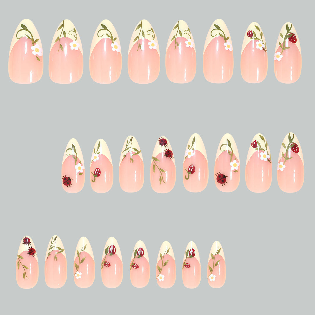 Artistic Floral Stiletto Nail Tips Bowlift