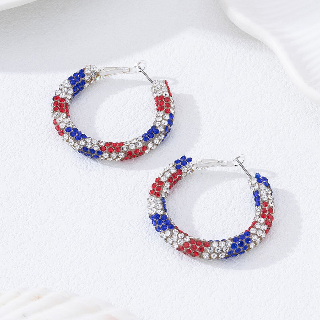 Women's nan pave rhinestone encrusted hoop earrings with secure leverback closure Bowlift