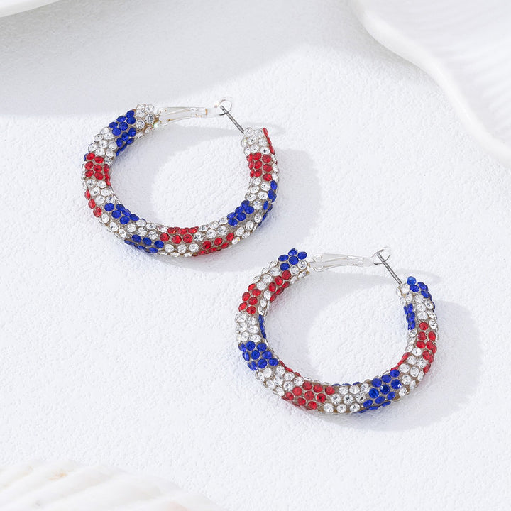 Women's nan pave rhinestone encrusted hoop earrings with secure leverback closure Bowlift