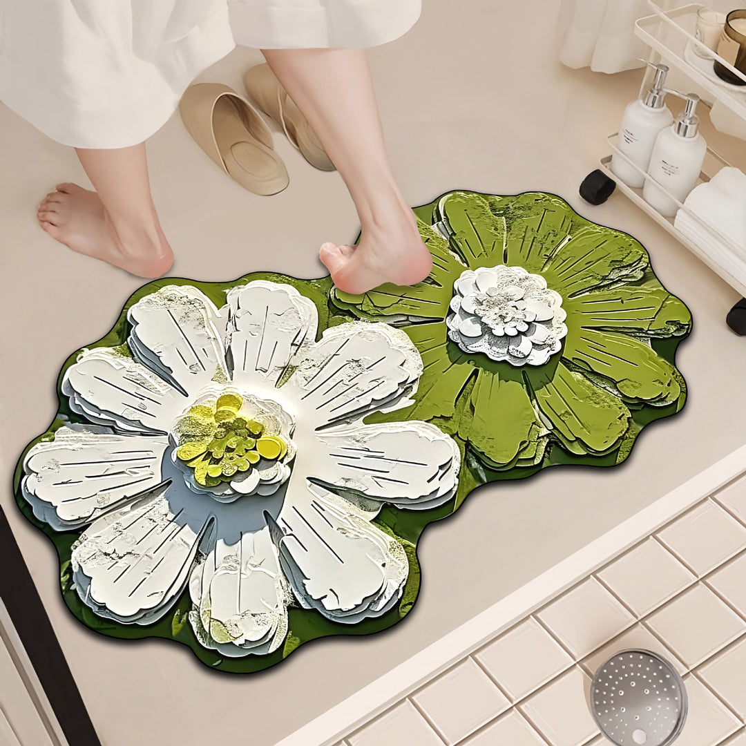 Luxurious Floral Design Bath Mat Bowlift