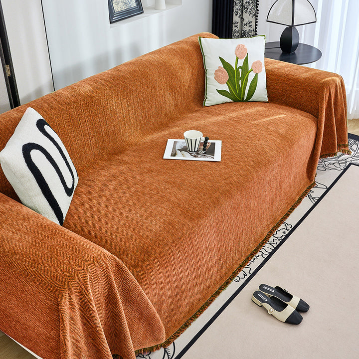Textured Herringbone Pattern Sofa Throw Blanket