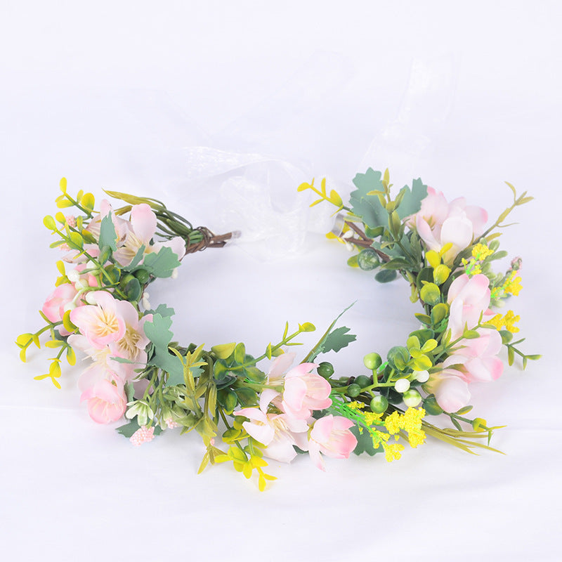 Handmade Romantic Artificial Flower Crown Headband for Bridal and Festival Bowlift