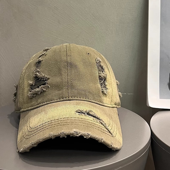 Women's Distressed Black Denim Baseball Cap Bowlift