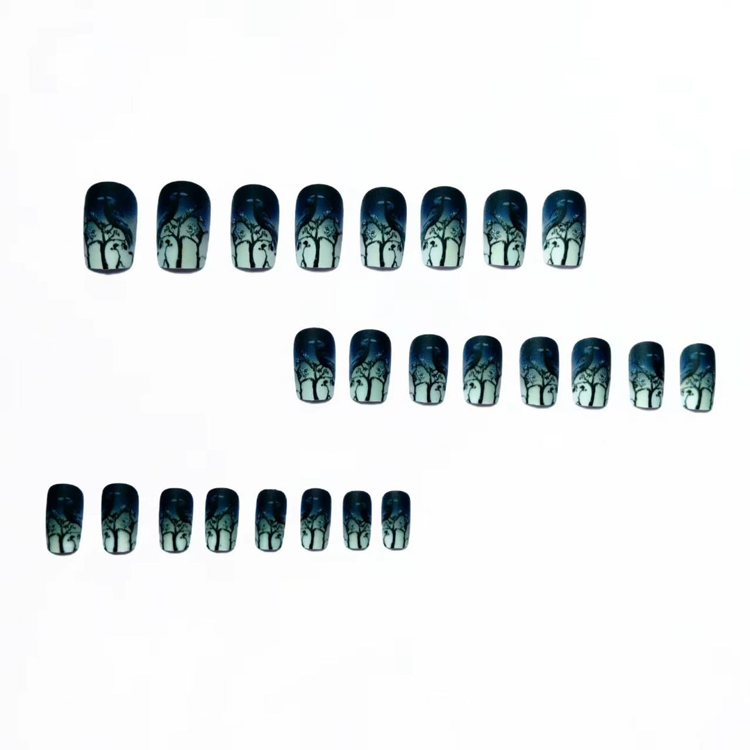 Creative skull and crow design artificial nails Bowlift