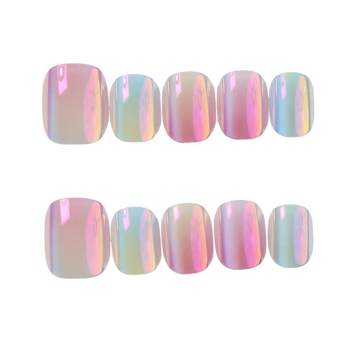 Iridescent Press-On Nail Art Set Bowlift