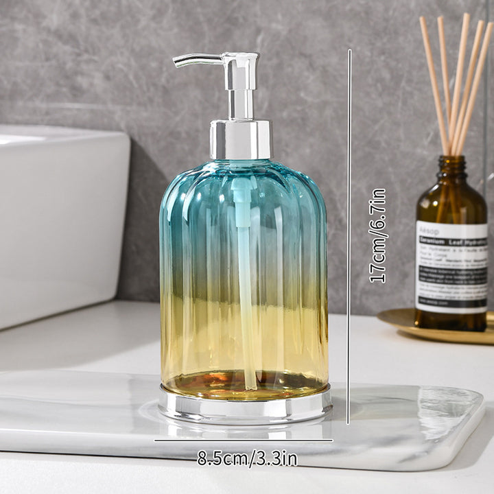 Ribbed Glass Soap Dispenser with Gold Pump Refillable Lotion Bottle Bowlift