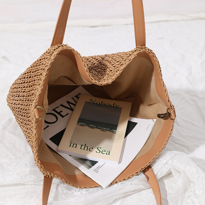 Large Braided Tote Bag with Adjustable Straps Bowlift