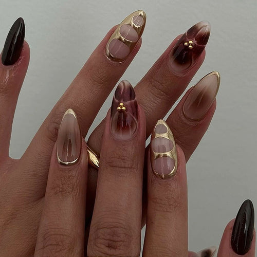 Art nail set with creative geometric accents Bowlift
