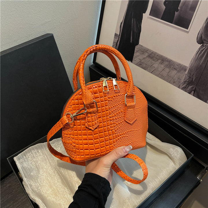 Crocodile-Embossed Mini Satchel Bag Bowlift