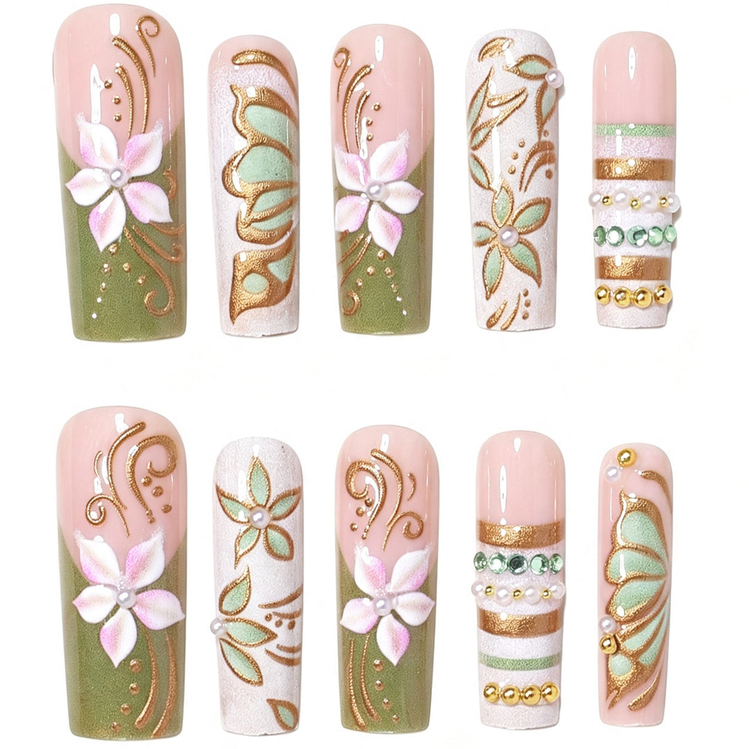 Artistic Luxury Press-On Nail Art Set Bowlift