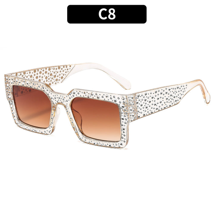 Rhinestone-Embellished Shield Sunglasses