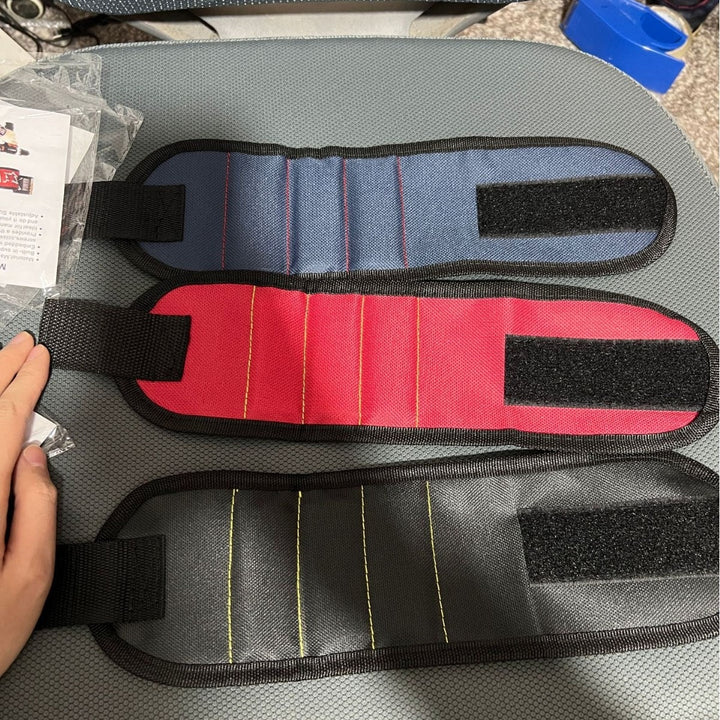 Heavy duty magnetic wrist tool organizer strap with reinforced nylon and secure Velcro Bowlift