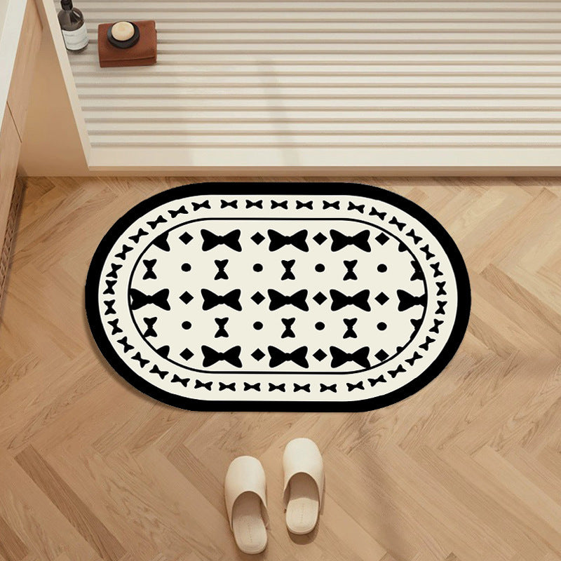 Elegant Floral Pattern Bathroom Rug