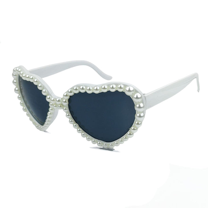 Women's Heart-Shaped Sunglasses with Glitter Stone Trim Bowlift