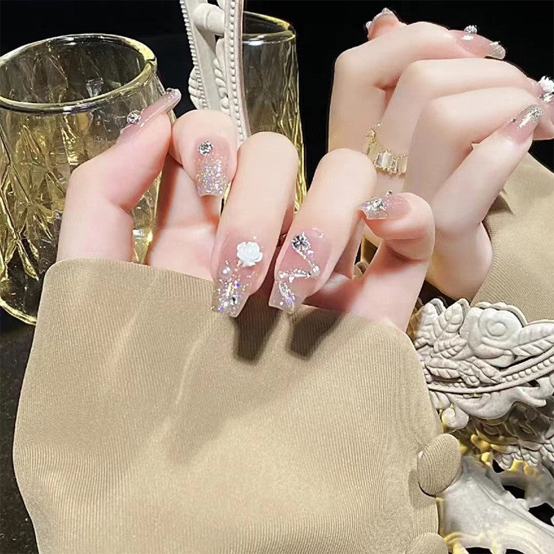 Artificial Art Fingernails with Pearl Design Bowlift