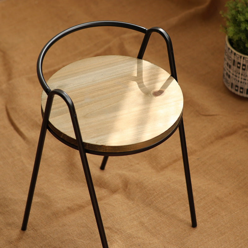 Modern stool with wooden seat and metal frame Bowlift