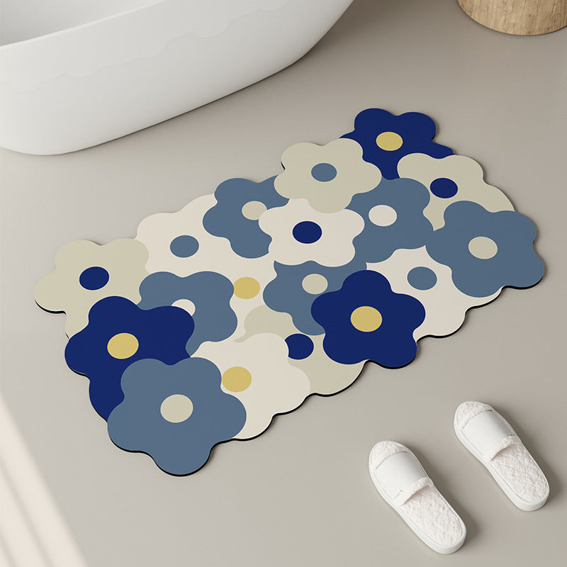 Decorative Floral Pattern Bath Mat Bowlift