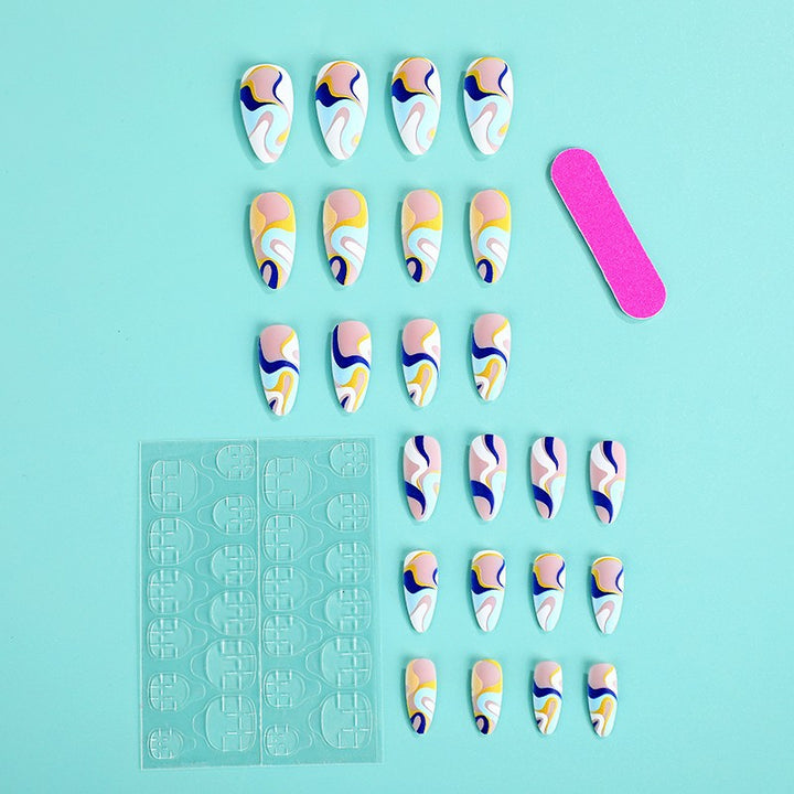 Artificial nails with modern wave-shaped design Bowlift