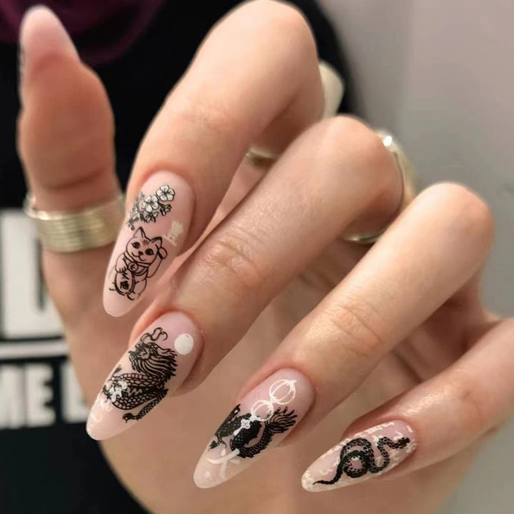 Artistic nail designs with animal motifs Bowlift