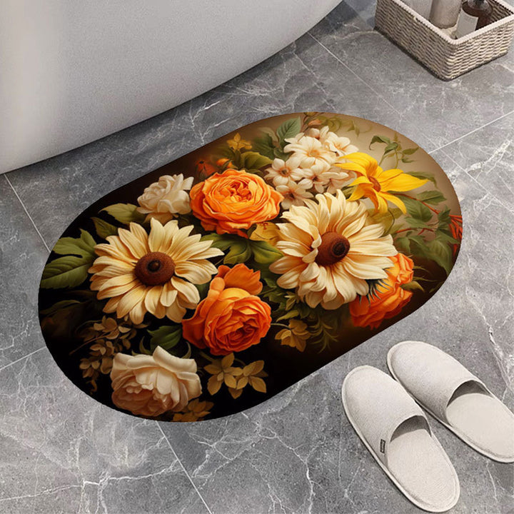Floral Print Bath Mat Bowlift