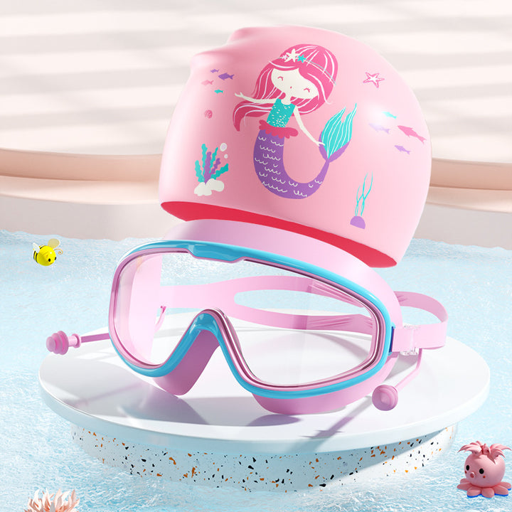 Kids Dinosaur-Themed Swim Mask and Cap Set Bowlift