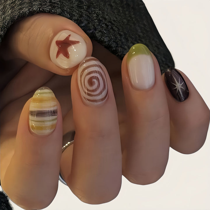 Creative Art Nails with Spiral Design Bowlift