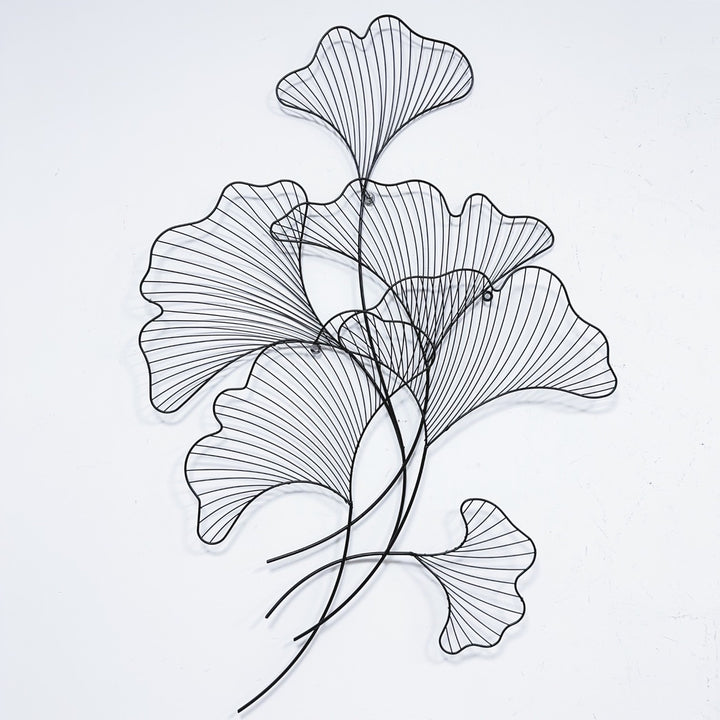 Elegant Ginkgo Leaf Metal Wall Sculpture Bowlift