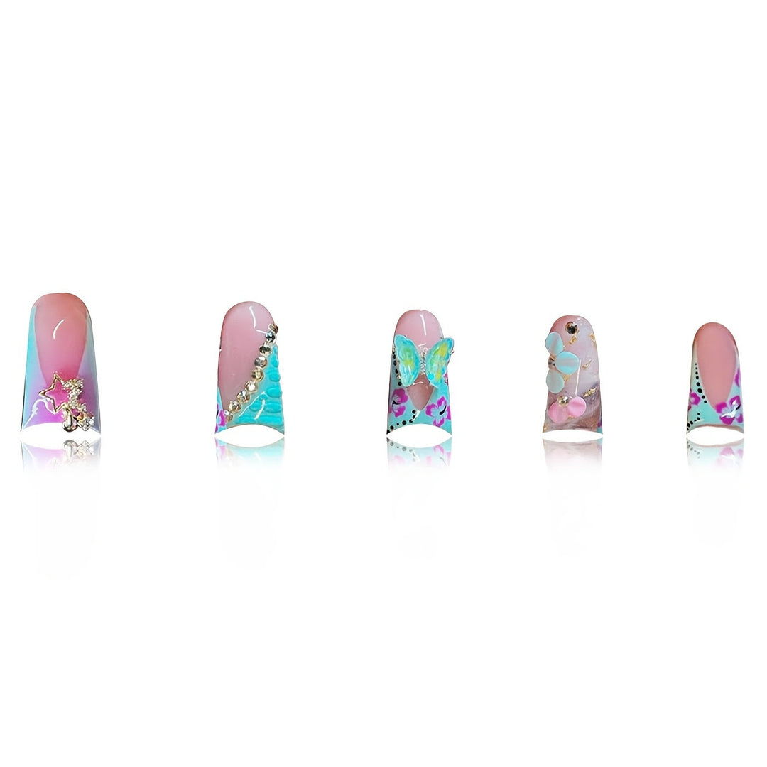 Artistic 3D Floral Press-On Nail Art Bowlift