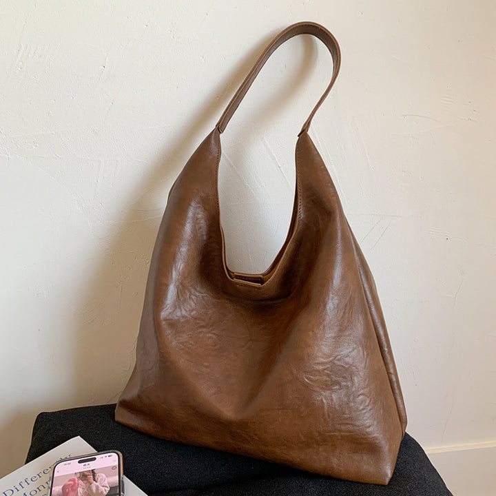 Sleek Soft Leather Hobo Bag Bowlift