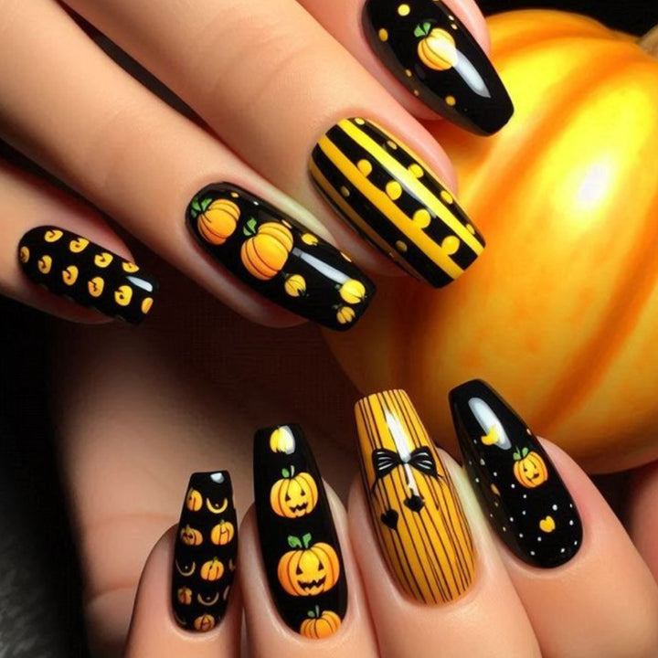 Festive Halloween Pumpkin Nail Art Extensions Bowlift