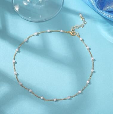 Elegant Pearl and Chain Anklet Bowlift