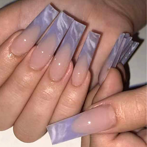 Long Acrylic Press-On Nail Set with Ombre Effect Bowlift
