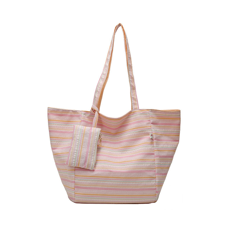 Spacious Wave Stripe Shopping Bag Bowlift