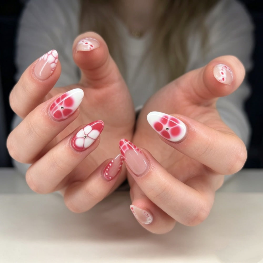 Creative Press-On Nail Art Set with Abstract Patterns Bowlift