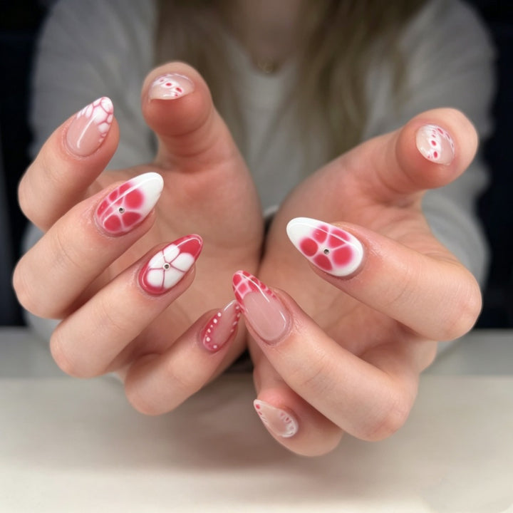 Creative Press-On Nail Art Set with Abstract Patterns Bowlift