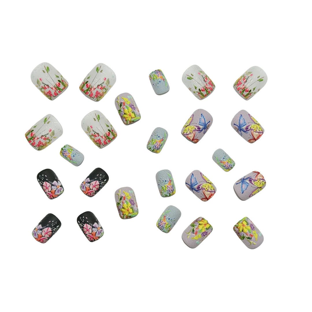 Artificial Nail Set with Floral 3D Designs Bowlift