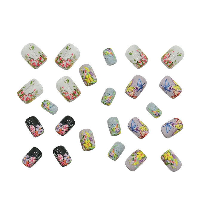 Artificial Nail Set with Floral 3D Designs Bowlift