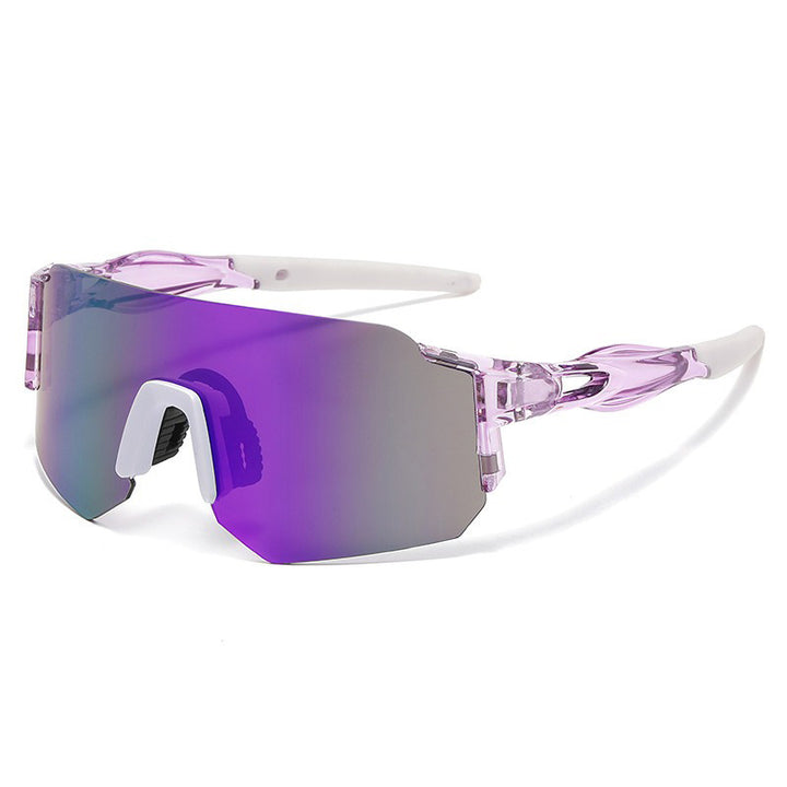 Unisex nan Wraparound sports sunglasses with mirrored one-piece visor and flexible plastic temple Bowlift