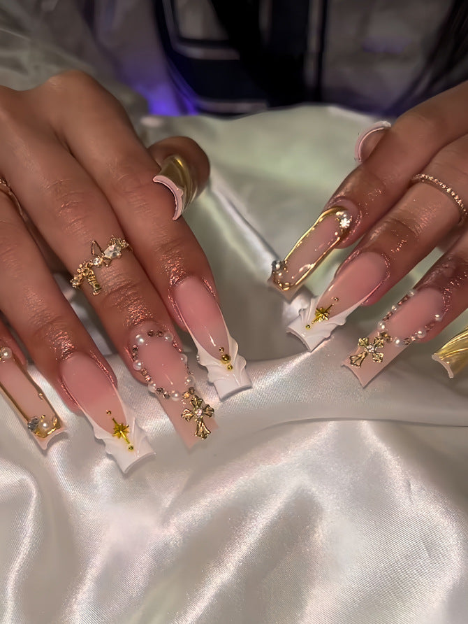 Decorative Long Press-On Nail Extensions Bowlift