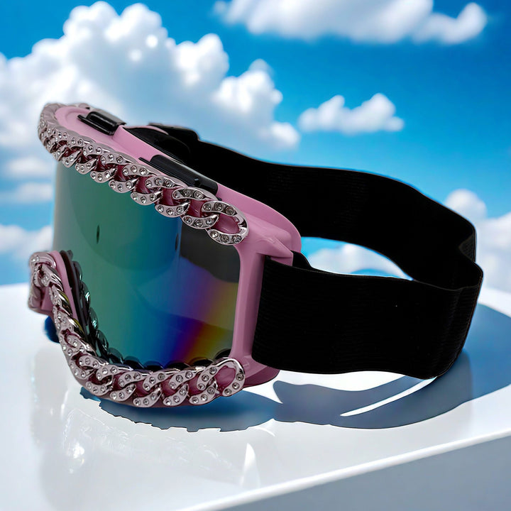 Women's ski goggles with glamorous rhinestone frame Bowlift