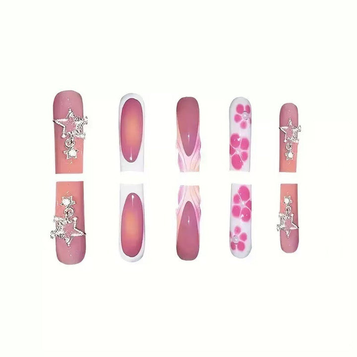 Decorative Floral Press-On Nails Bowlift