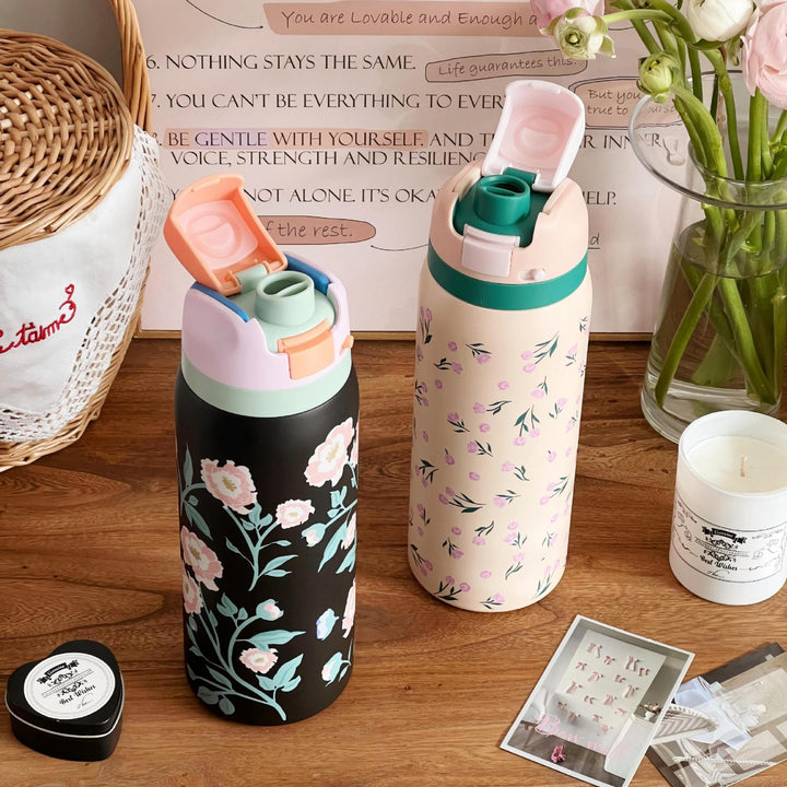 Ladies Insulated Water Bottle with Floral Design Bowlift