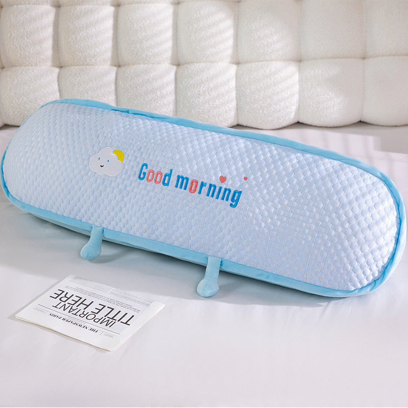 Ergonomic cuddle pillow with Bowlift motif
