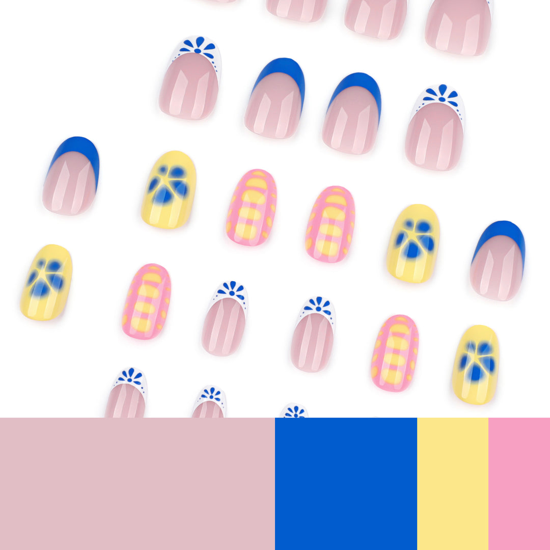 Artificial nail art with colorful summer design Bowlift